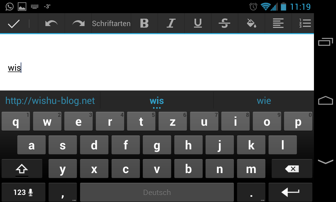 Android-Tastatur-Kürzel
