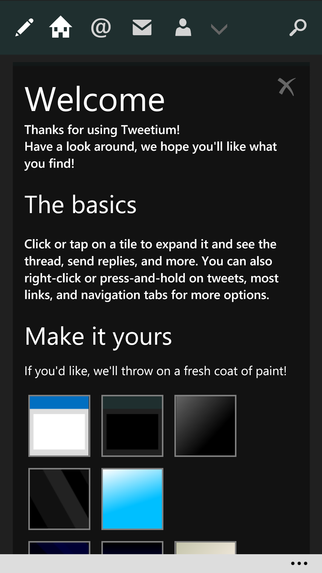 Tweetium für Windows Phone - Themeauswahl