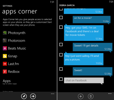Windows Phone 8.1 Update 1 - Apps Corner und SMS-App