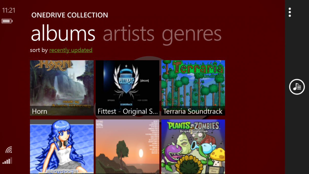 Harmony Music für Windows Phone - Musik aus OneDrive streamen - Albenuebersicht