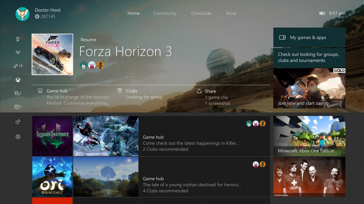 Xbox One Creators Update - Neues Dashboard